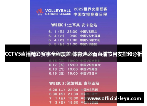 CCTV5直播精彩赛事全程覆盖 体育迷必看直播节目安排和分析